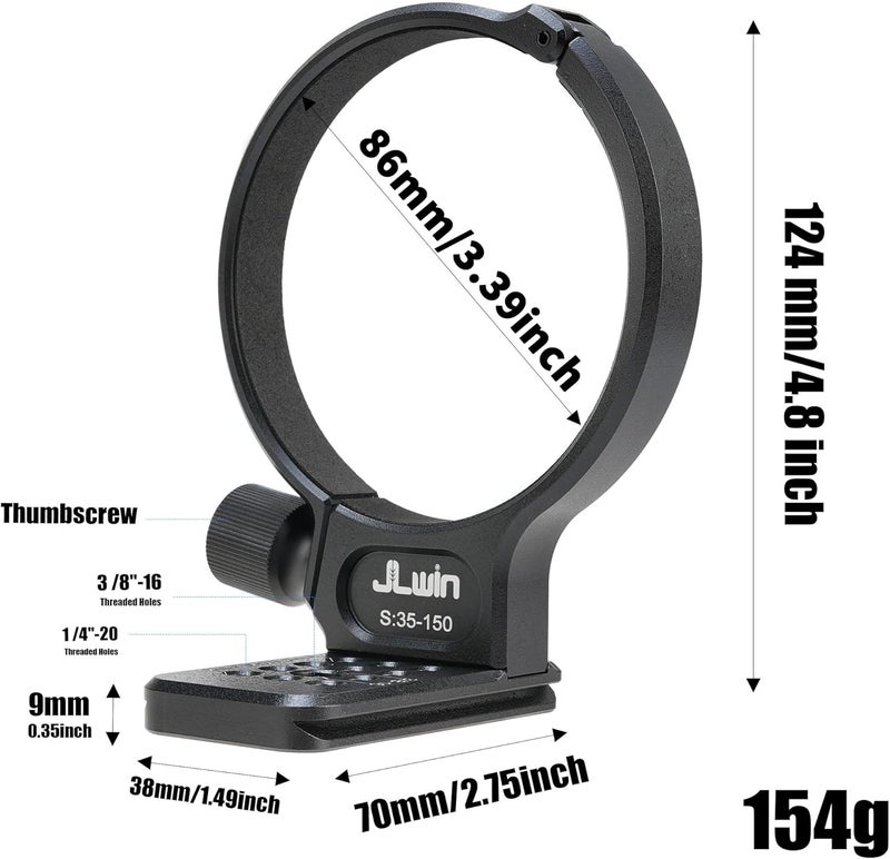 FocusFoto Metal Tripod Collar Mount Ring 86mm for Samyang 35-150mm F2-2.8 Lens, Bottom with 1/4" & 3/8" Thread Screw Mount Dovetail Groove Quick-Release Plate for Acra-Swiss Tripod - Image 3